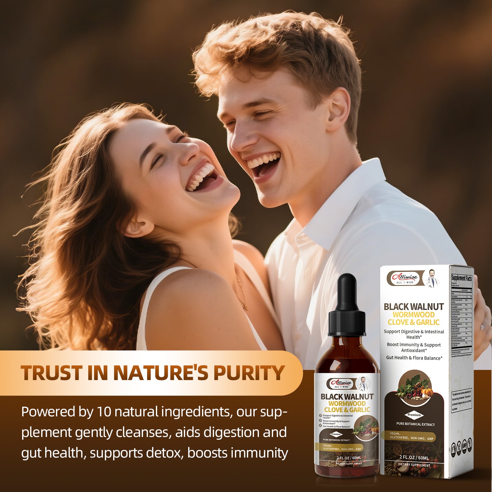 Black Walnut Wormwood Tincture – Rapid Gut Cleanse & Digestive Health with Oregano Garlic & Berberine, Wormwood Organic Tincture - Vegan & Sugar Free - 2 fl oz