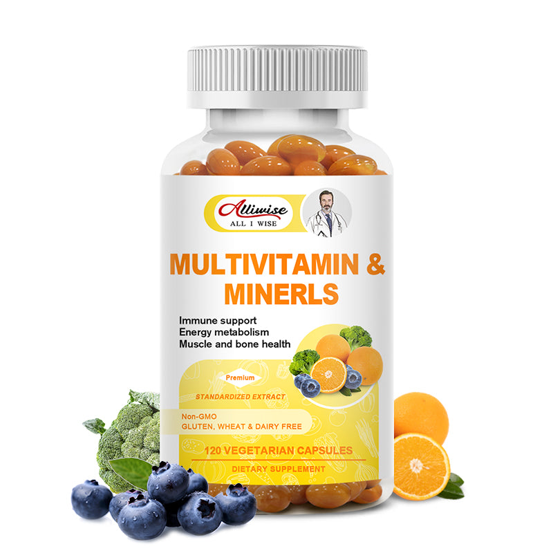 Multivitamin & Minerals Capsules with Iron, Methylfolate, Zinc 15mg, Vitamin D3 10mcg & K 32mcg To Improve Immunity Boost Energy Healthy Hair & Skin & Nails for Women