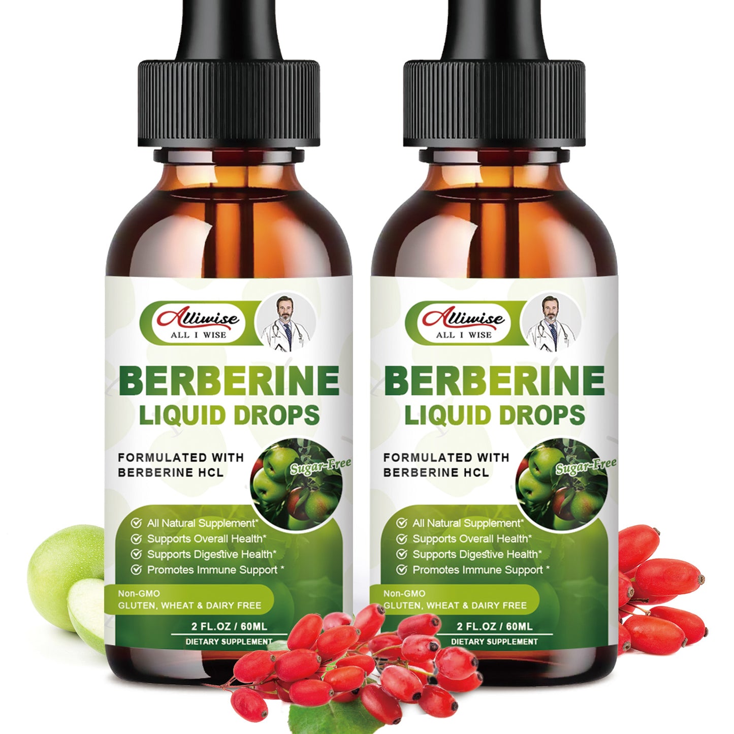 Organic Berberine Supplement Liquid Drops - Premium Berberine HCL 1500mg with Pure Ceylon Cinnamon-7 in 1 Natural Ingredients - Supports Immune System & Digestive System