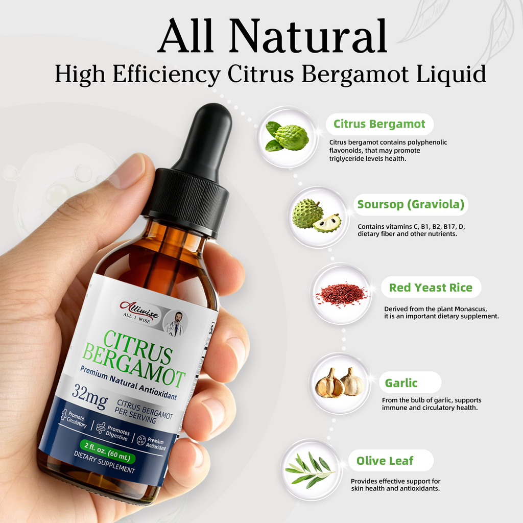 Citrus Bergamot Supplement, Citrus Bergamot Liquid Drops - Heart & Digestive Support, 4 Fl Oz, 2 Pack