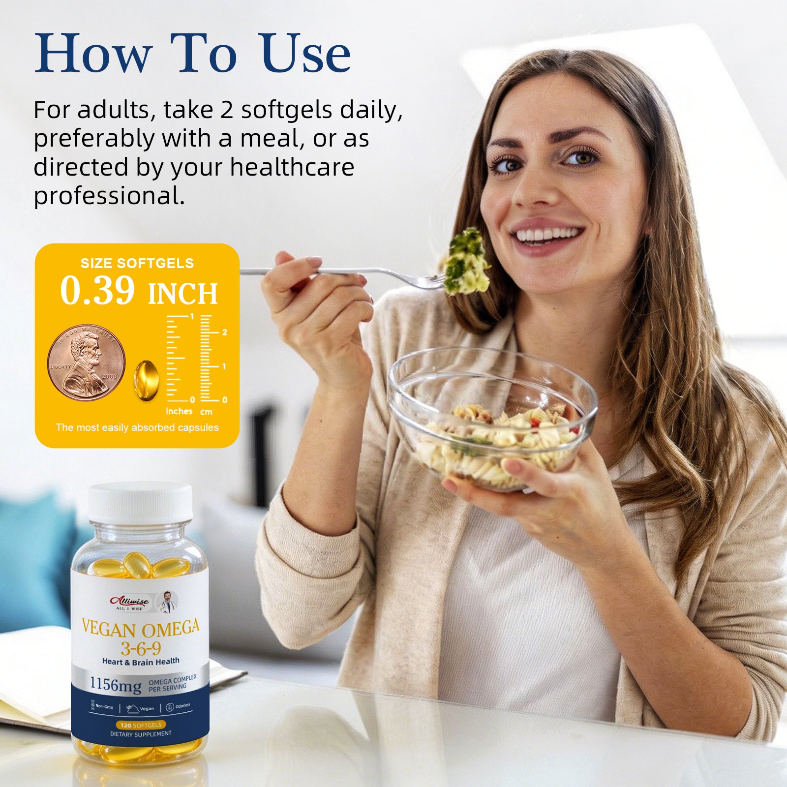 Alliwise® Vegan Omega 3-6-9 Softgels 1156mg - 60 Softgels