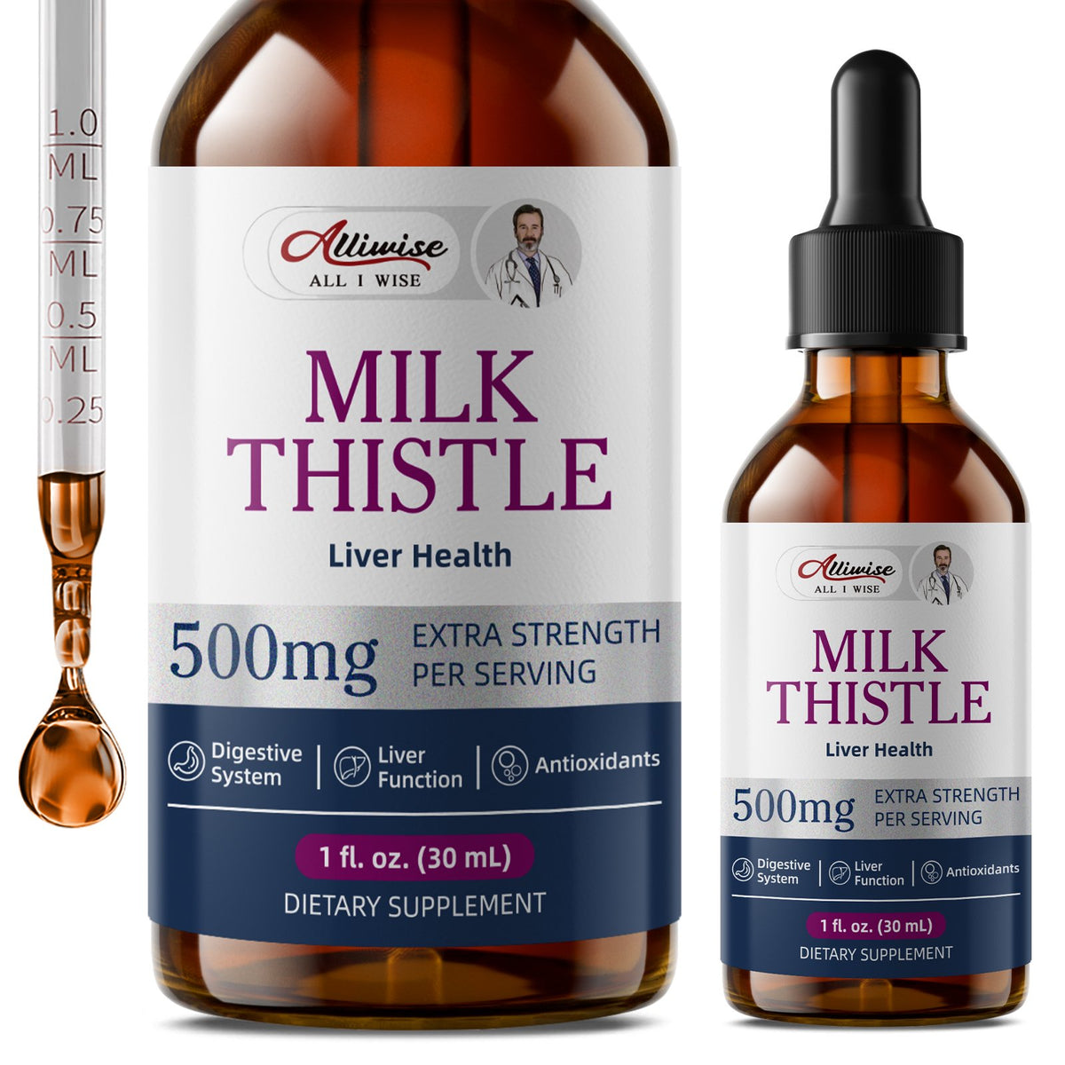 (2 Pack) Milk Thistle Liver Health Support Liquid Drops – High Potency Complex with Dandelion Root & Artichoke, 2 fl oz