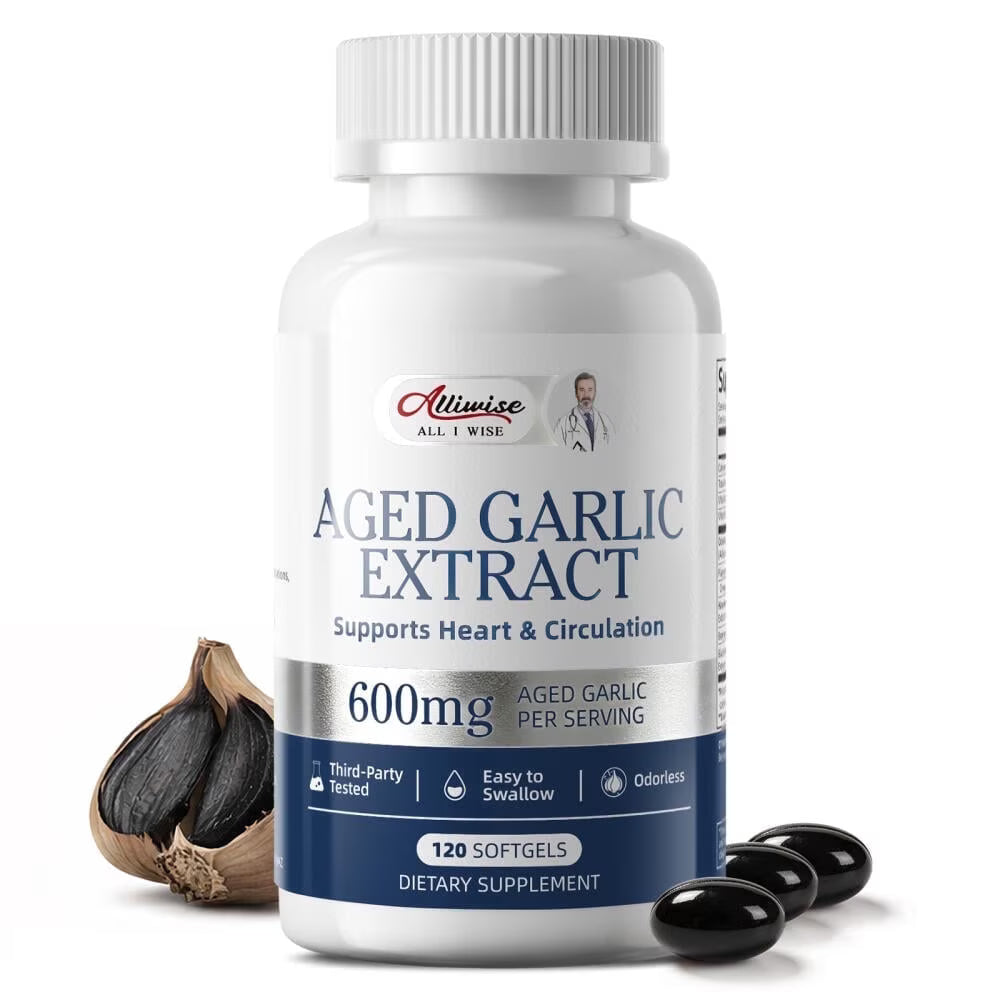 Aged Garlic Extract Softgels - Odorless Aged Garlic Extract Supplement - Heart Health & Immune Support - 120 Softgels