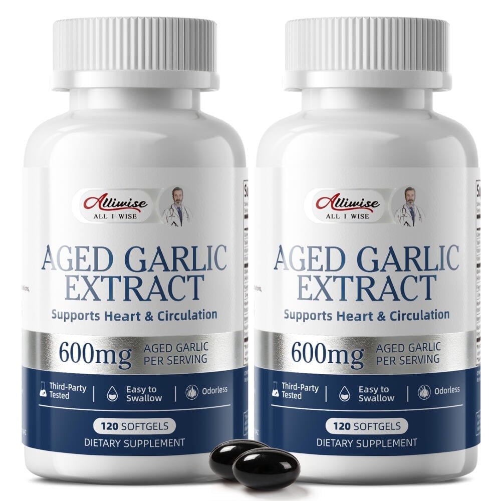 Aged Garlic Extract Softgels - Odorless Aged Garlic Extract Supplement - Heart Health & Immune Support - 240 Softgels, 2 Pack