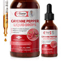 Cayenne Pepper Liquid Drops Supplement, with Hawthorn, Beet Root Powder, Turmeric Curcumin - Cardiovascular Support, Immune Health – 2 Fl Oz , 60 mL