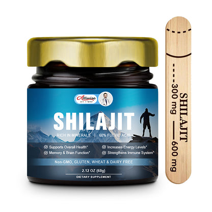 Alliwise 60g Original Shilajit Pure Himalayan Shilajit Resin with Fulvic Acid & 85+ Trace Minerals Complex for Energy & Immune Support