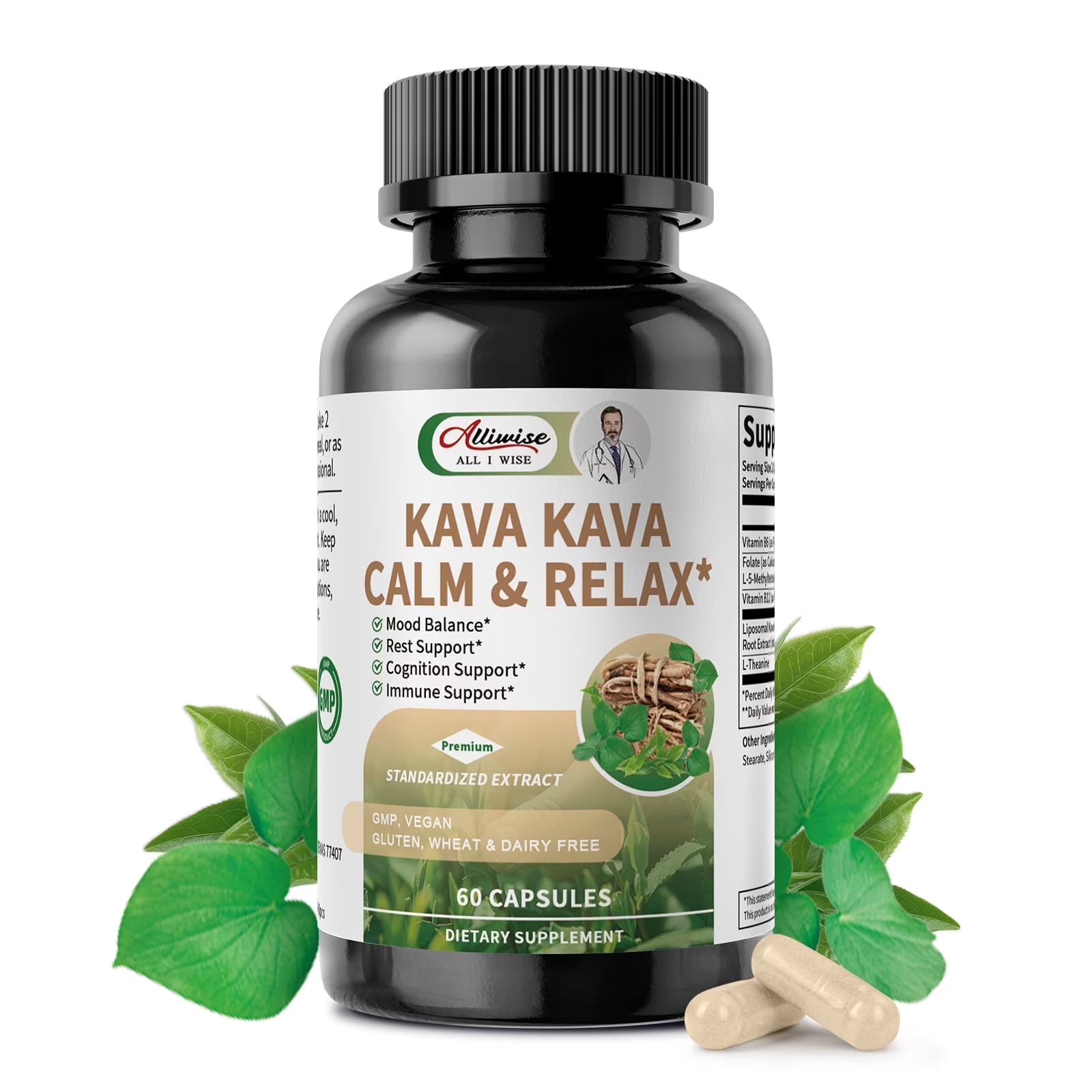 Kava Kava Root Extract Supplement - Liposomal Kava Capsules - for Sleep, Mood & Immune Support,Vegan, Non-GMO, 60CT