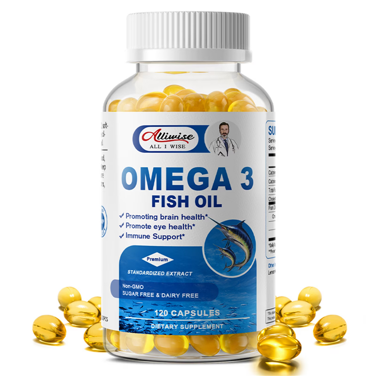 Omega 3 Fish Oil | EPA & DHA | Omega 3 Fatty Acids | Premium Burpless Softgel Supplements (120 Count)