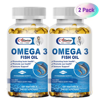 Omega 3 Fish Oil | EPA & DHA | Omega 3 Fatty Acids | Premium Burpless Softgel Supplements (240 Count)