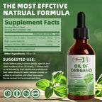 Oregano Oil Liquid Drops - Organic Oil of Oregano Drops Liquid Tincture Extract - Herbal Supplement for Immune Support, Digestive Gut Health - Pure Vegan Non-GMO, 2 fl oz