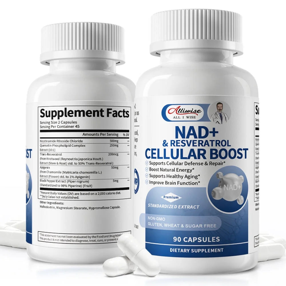 NAD+ Supplement - NAD Softgels Nicotinamide Riboside Resveratrol - Liposomal NAD Supplements for Women and men - Metabolism Support, Support Cellular Health - 90 CT