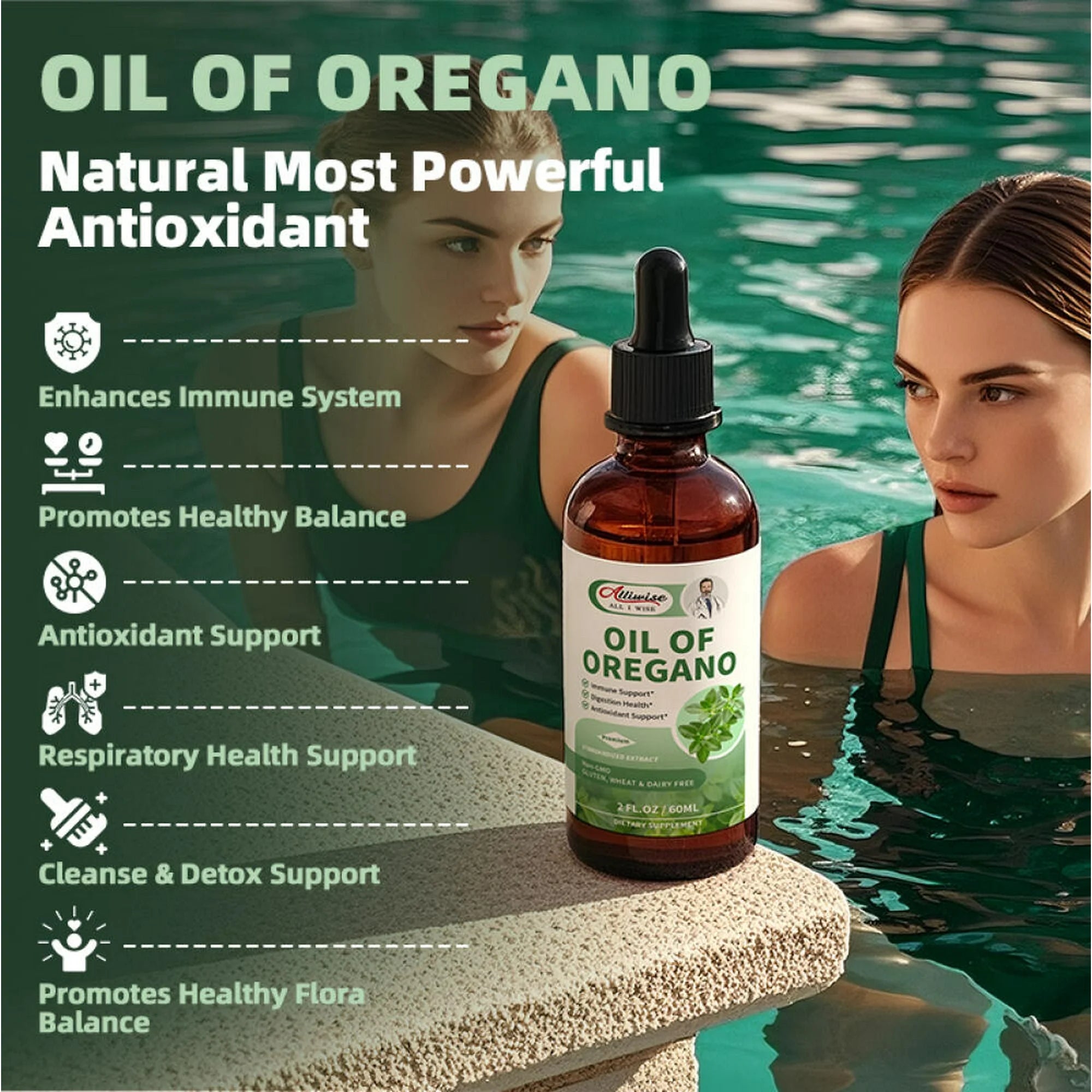 Oregano Oil Liquid Drops - Organic Oil of Oregano Drops Liquid Tincture Extract - Herbal Supplement for Immune Support, Digestive Gut Health - Pure Vegan Non-GMO, 2 fl oz