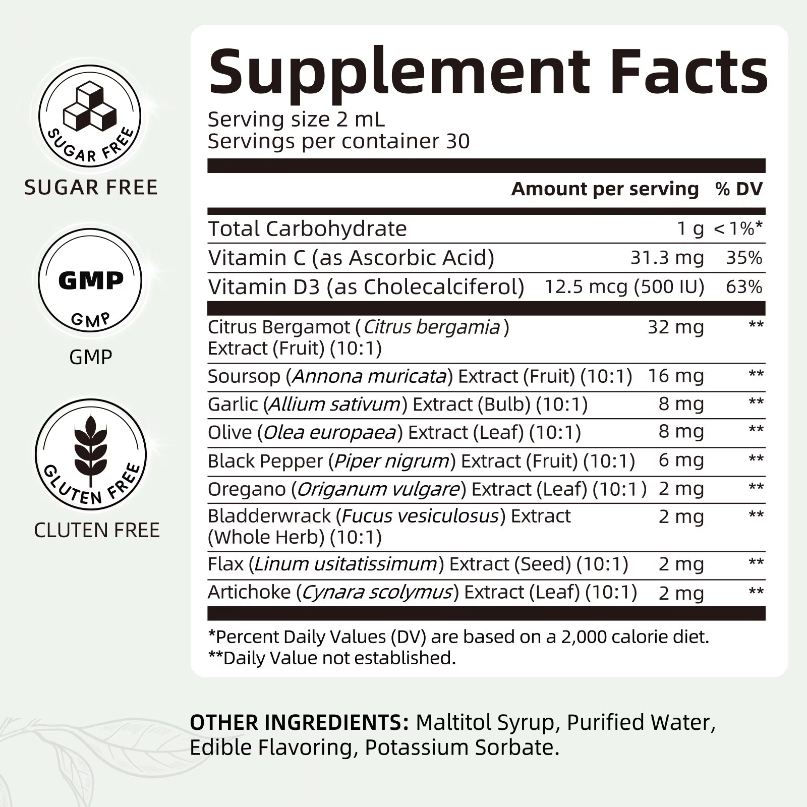 Citrus Bergamot Supplement, Citrus Bergamot Liquid Drops - Heart & Digestive Support, 2 Fl Oz (60mL)