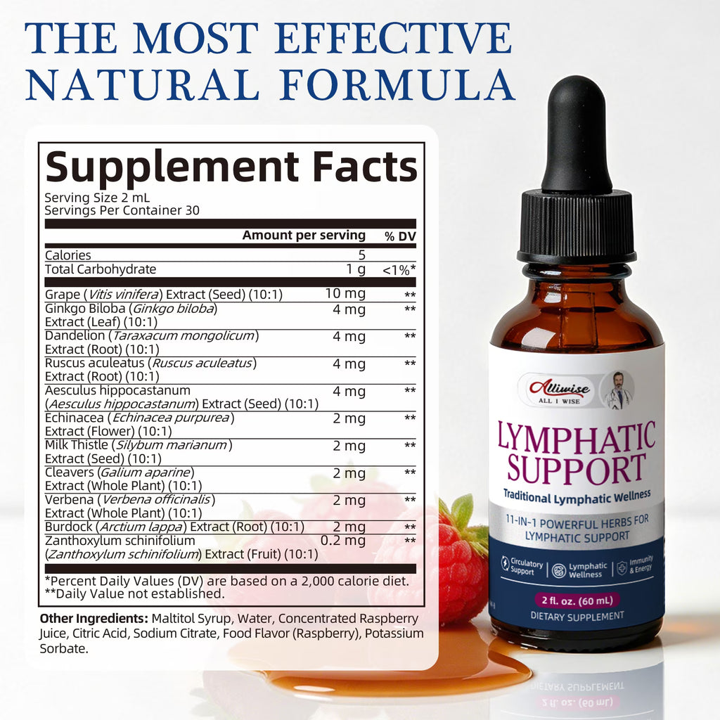 Lymphatic Drainage Drops - Immune & Lymph System Support - Lymphatic Cleanse with Echinacea & Dandelion - 2 fl oz