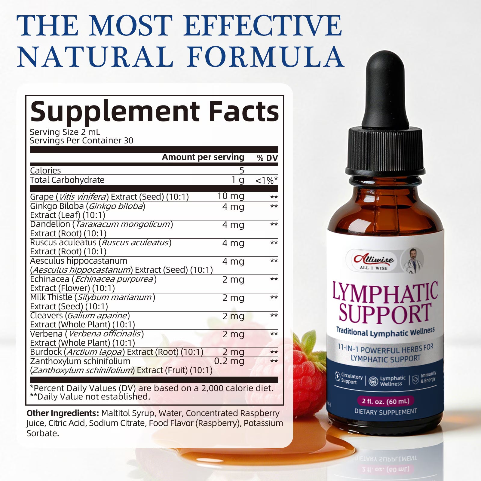 Lymphatic Drainage Drops - Immune & Lymph System Support - Lymphatic Cleanse with Echinacea & Dandelion - 2 fl oz