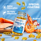 Omega 3 Fish Oil | EPA & DHA | Omega 3 Fatty Acids | Premium Burpless Softgel Supplements (120 Count)