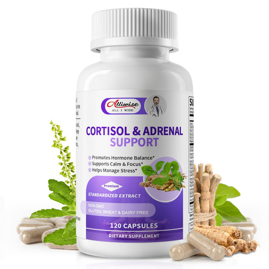 Cortisol Supplements for Women - Adrenal Support with Ashwagandha, L-Theanine & Holy Basil for Stress Relief, Mood & Steady Focus - Hormone Balance - 120 Vegan Capsules