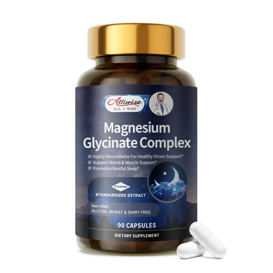 Magnesium Glycinate Complex, High Absorption Vegan Magnesium Supplement for Women and Men, Sleep Support* Promotes Relaxation, Heart, Muscle & Bone Support*, Gluten, Dairy and Soy Free -90 ct