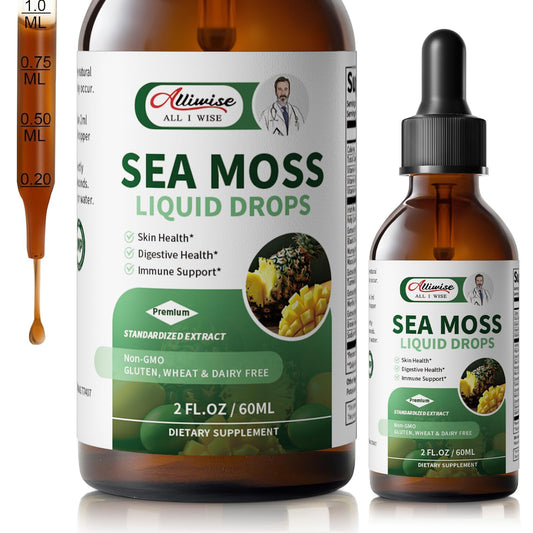 Irish Sea Moss Liquid Drops | 10-in-1 Multi-Action Gel with Hyaluronic Acid & Vitamins | Immune, Digestive, Skin, Hair & Energy Support | 2 Fl Oz