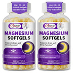 2 Pack High Absorption Magnesium Glycinate 400mg Softgels Supplement, Magnesium with Calcium - Highly Bioavailable - with Vitamin D3 & K2, for Sleep, Mood, Brain Support