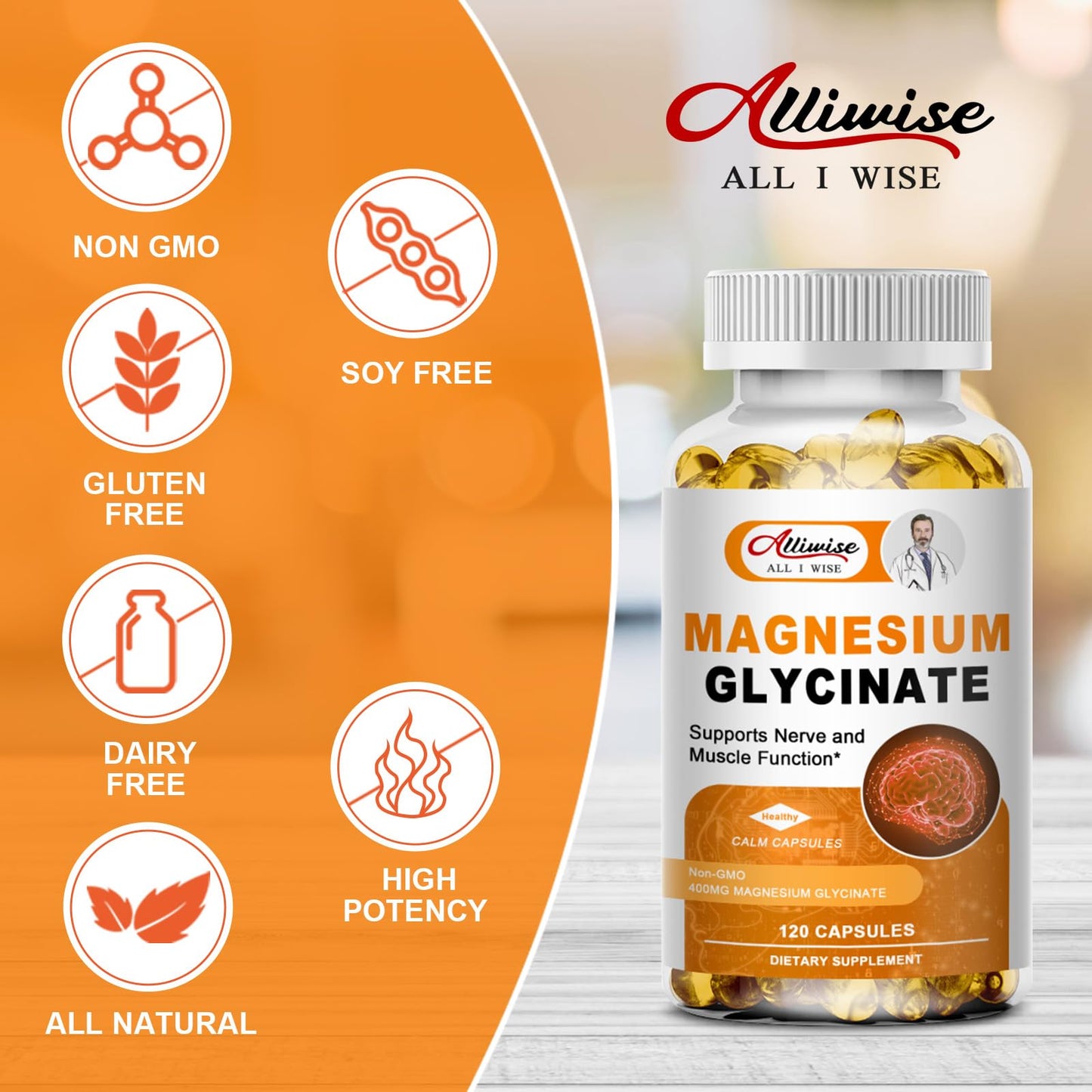 Magnesium Glycinate 400mg Capsules Muscle & Sleep Support