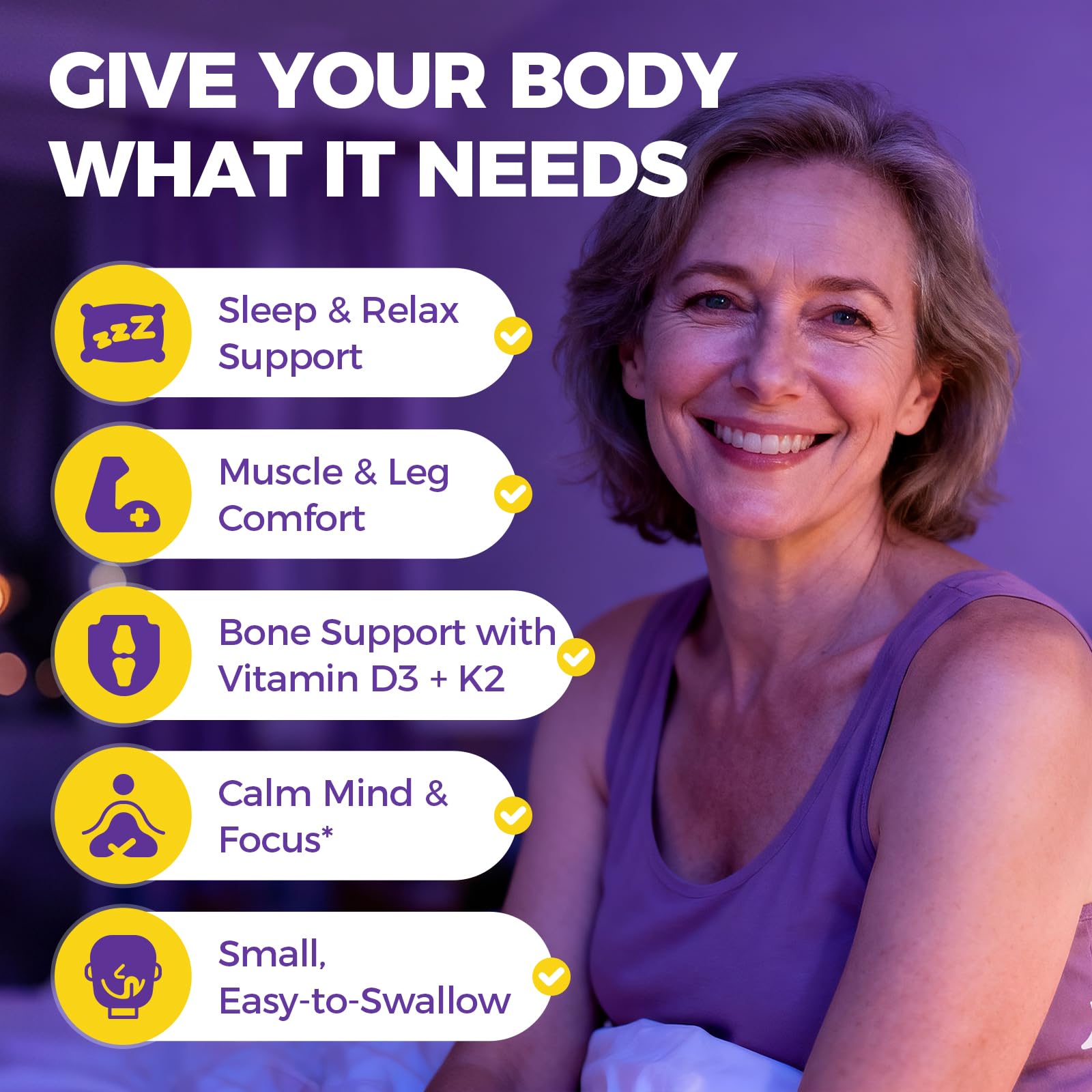 Magnesium Glycinate 400mg Softgels with D3 & K2 | Sleep, Calm & Muscle Support | 120 Count