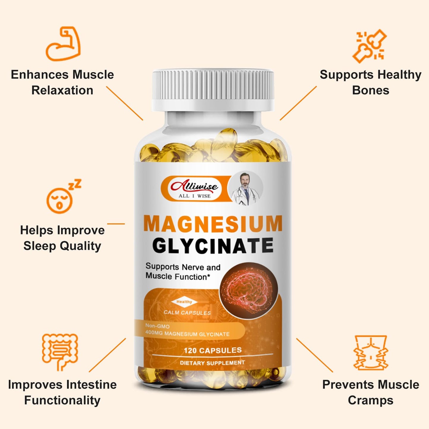 Magnesium Glycinate 400mg Capsules Muscle & Sleep Support