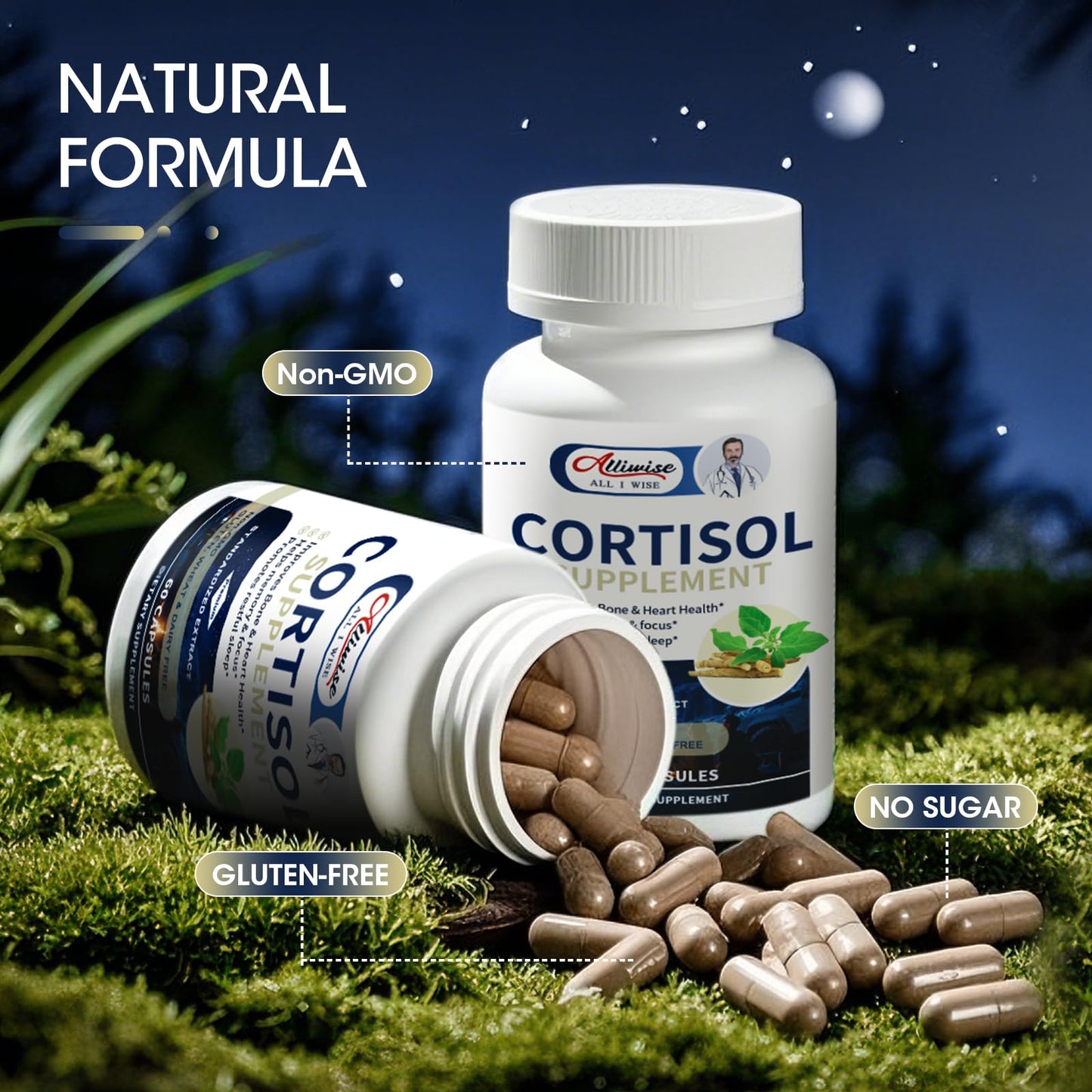 Cortisol Capsules Supplement with Magnesium, Ashwagandha Rhodiola L-Theanine