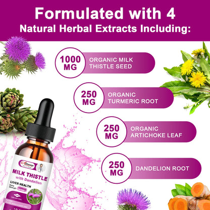 1000mg Milk Thistle Liver Health Support Liquid Drop Supplement