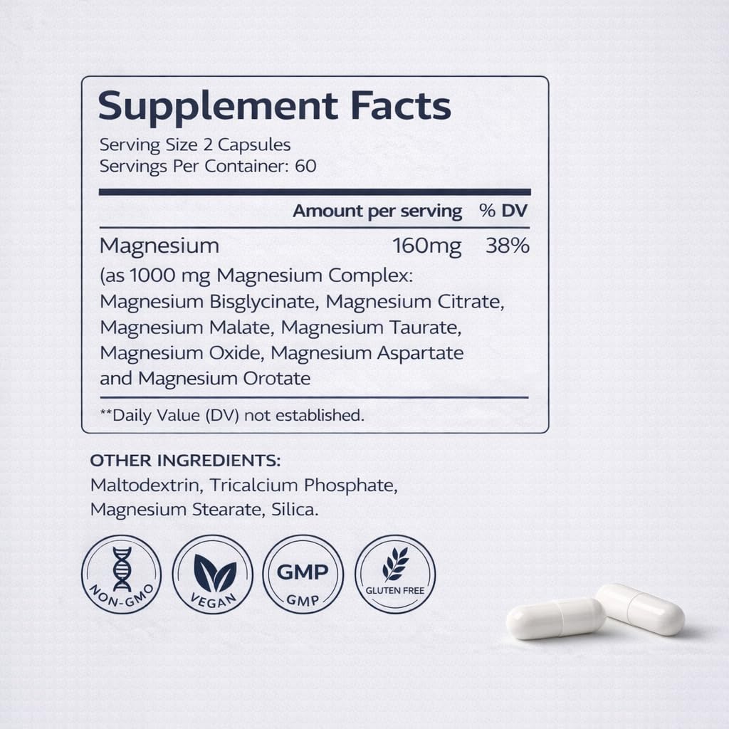 Magnesium Complex | 7-Form Chelated Blend (1000mg)