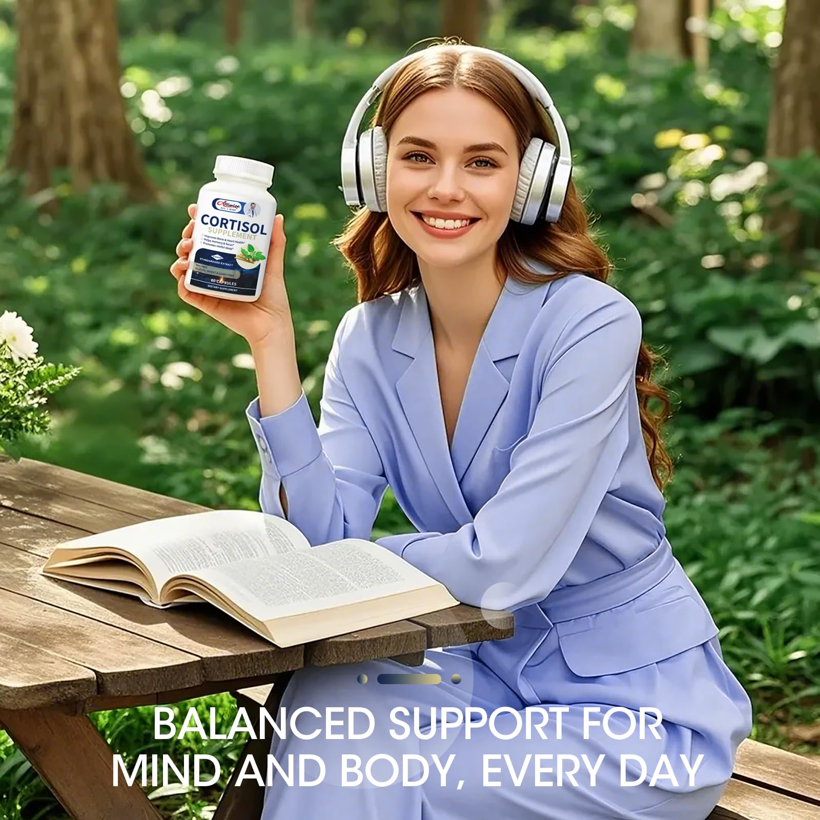 Alliwise Cortisol Support Capsules Balanced Botanical Support for Mind & Body Wellness 60 Count