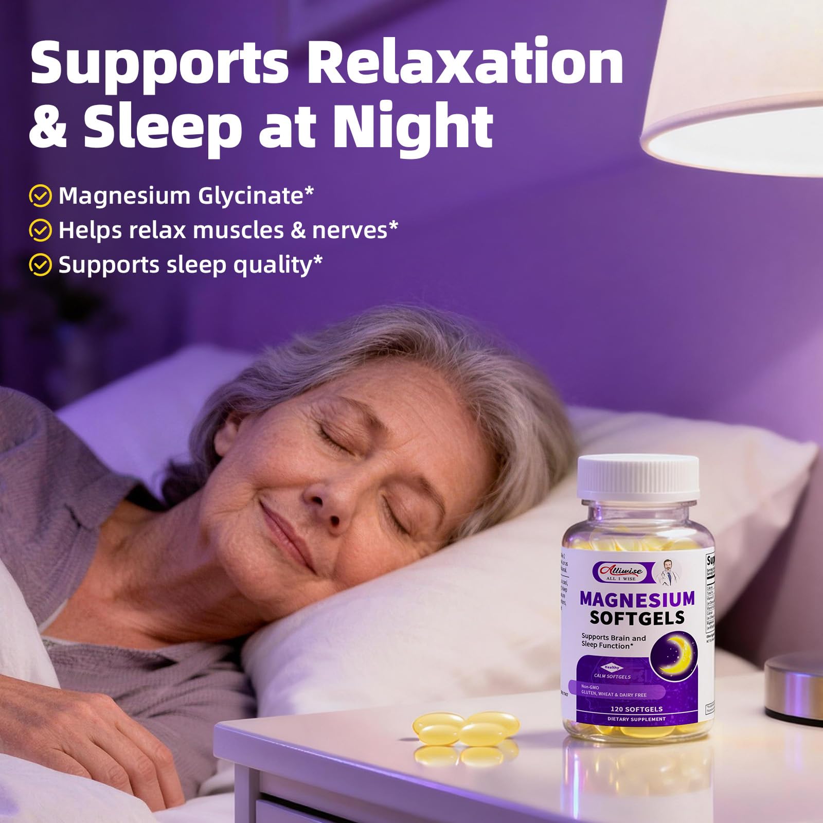 2 Pack High Absorption Magnesium Glycinate 400mg Softgels Supplement, Magnesium with Calcium - Highly Bioavailable - with Vitamin D3 & K2, for Sleep, Mood, Brain Support