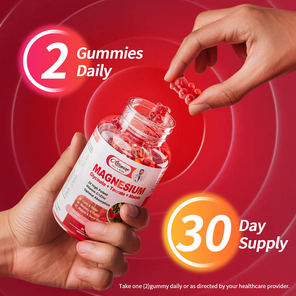 Magnesium Glycinate Gummies for Adults&Kids Raspberry Flavor 60pcs