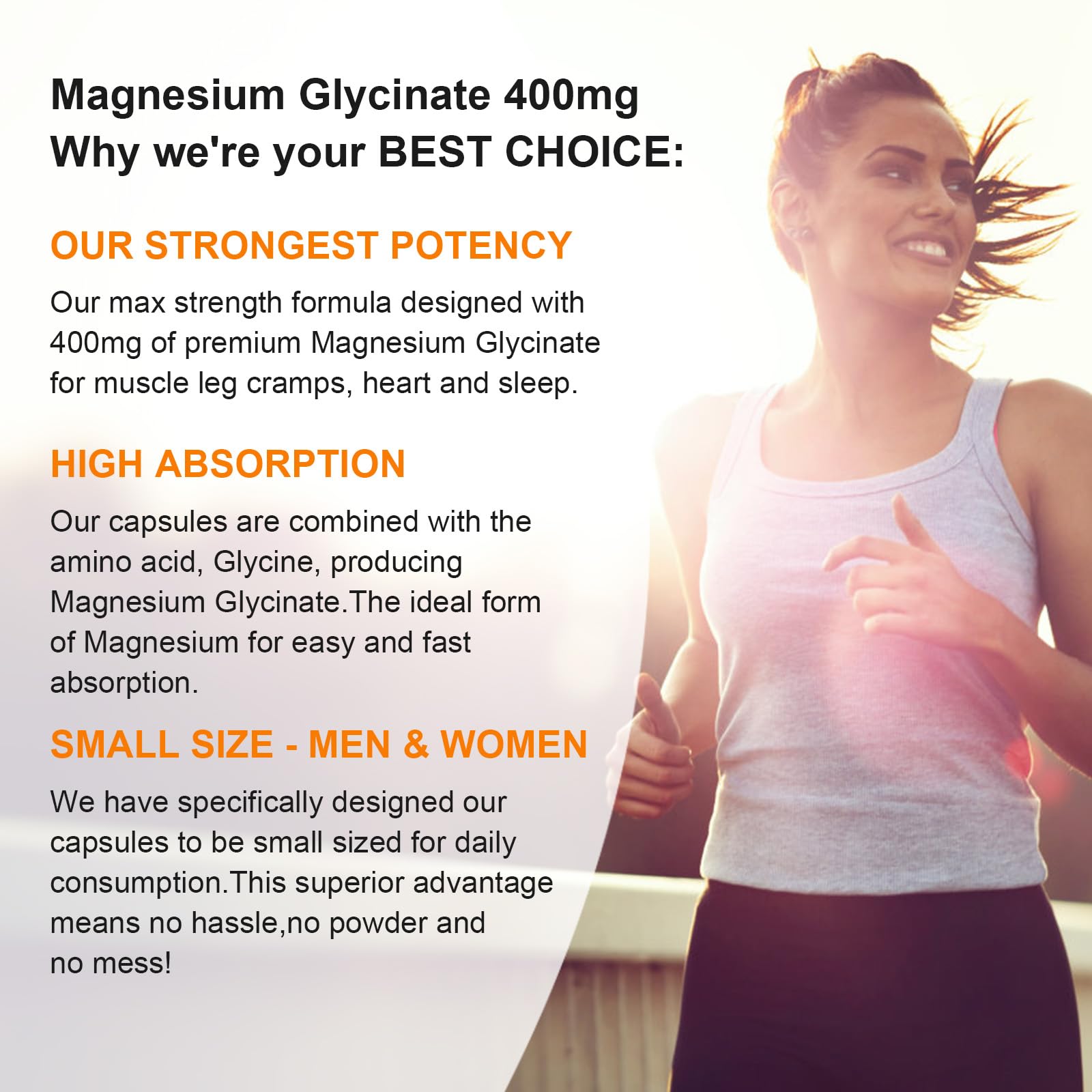 Magnesium Glycinate 400mg Capsules Muscle & Sleep Support
