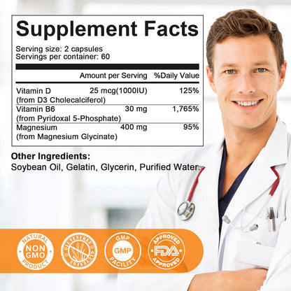 Magnesium Glycinate 400mg Capsules Muscle & Sleep Support