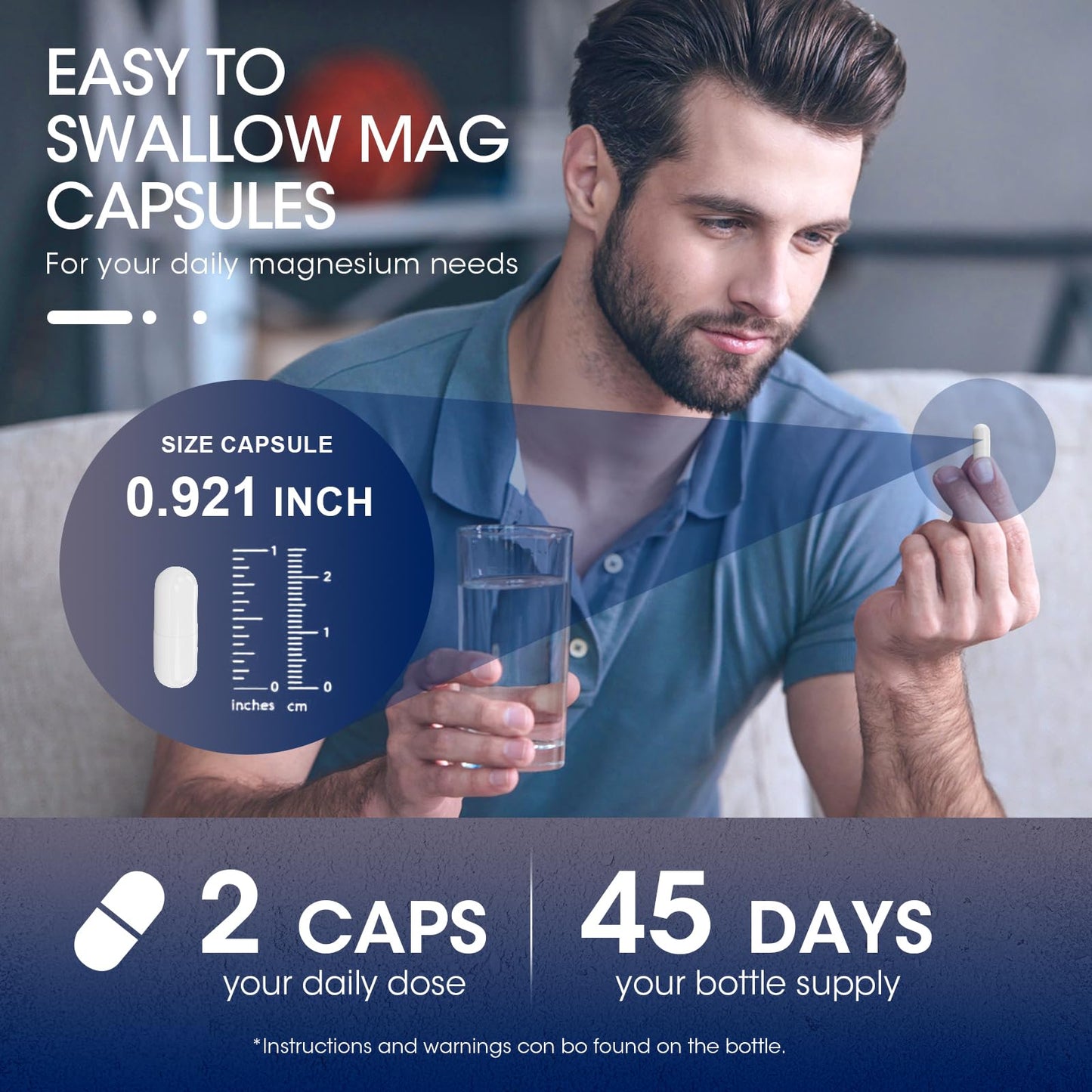 Magnesium Glycinate Complex, High Absorption Vegan Magnesium Supplement for Women and Men, Sleep Support* Promotes Relaxation, Heart, Muscle & Bone Support*, Gluten, Dairy and Soy Free -90 ct