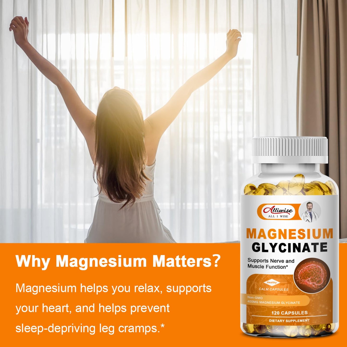 Magnesium Glycinate 400mg Capsules Muscle & Sleep Support