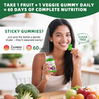 Sugar-Free Fruits & Veggies Gummies, Super Greens with 23 Fruits & 25 Veggies, Multivitamin Minerals & Fiber, Vegan Fruit & Vegetable Supplement for Adults, 120 Gummies, 2 Month Supply