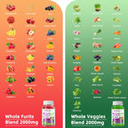 Sugar-Free Fruits & Veggies Gummies, Super Greens with 23 Fruits & 25 Veggies, Multivitamin Minerals & Fiber, Vegan Fruit & Vegetable Supplement for Adults, 120 Gummies, 2 Month Supply