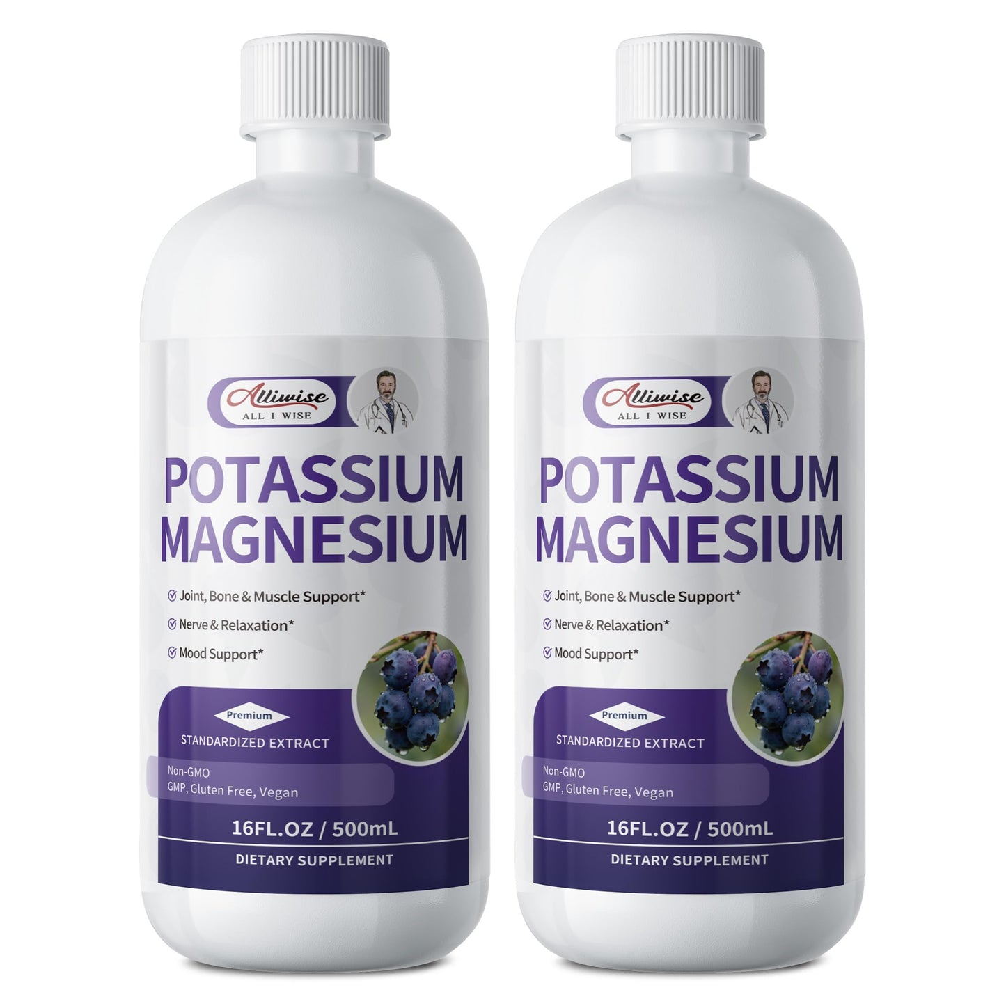 Potassium Magnesium Supplement Liquid-High Absorption Calm Magnesium&Potassium Drops Sugar-Free Plus Ginger,Turmeric,Black Pepper for Muscle,Leg Cramps,Bone & Energy & Immune Support - 16 Fl oz