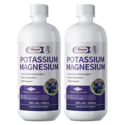 Potassium Magnesium Supplement Liquid-High Absorption Calm Magnesium&Potassium Drops Sugar-Free Plus Ginger,Turmeric,Black Pepper for Muscle,Leg Cramps,Bone & Energy & Immune Support - 16 Fl oz