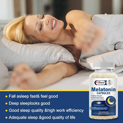 Melatonin 12 Mg capsules for aiding Fall Asleep Fast helping Calming & Relaxing and Regulate Sleep Cycle