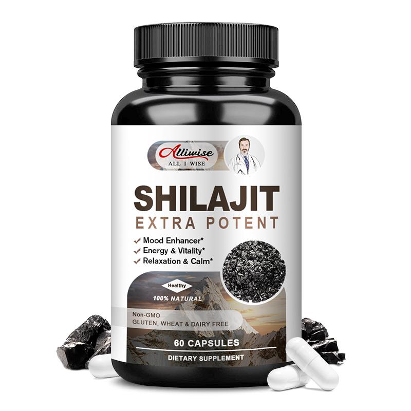 Alliwise Shilajit Supplement 400mg Enhances Athletic Performance Anti-Fatigue For Men & Women Improve Energy Levels