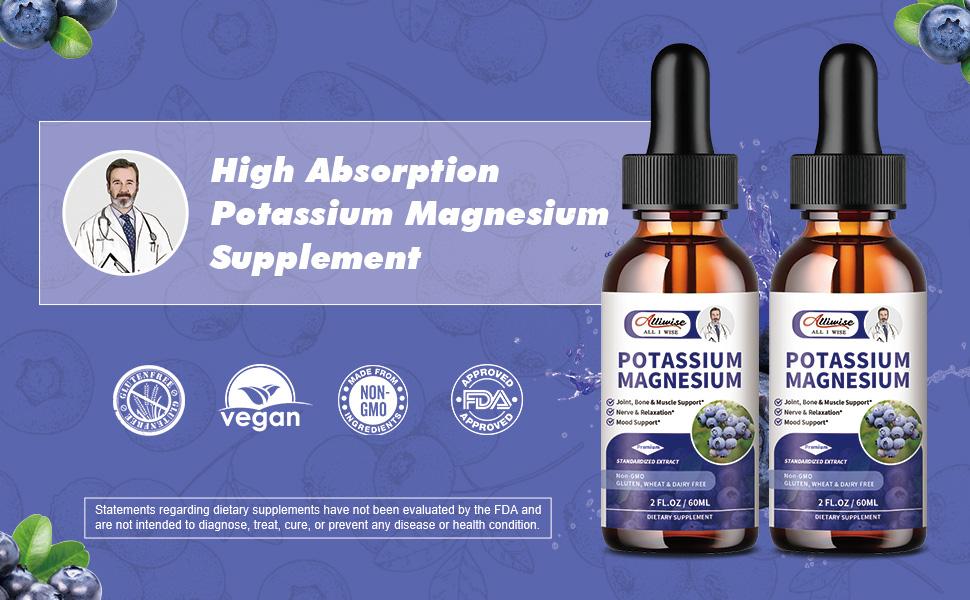 2 Pack Potassium Magnesium Supplement Liquid - High Absorption Calm Magnesium Complex 500mg & Potassium 99mg Plus Calcium, Vitamin D3, Zinc for Leg Cramps & Bone & Energy & Immune Support - 4 Fl oz