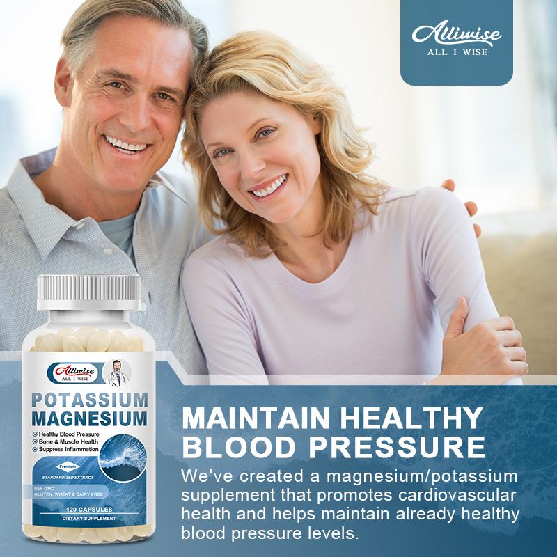 Alliwise Magnesium Potassium Complex to Support Heart health & blood pressure support, Vascular Health & Leg Cramp