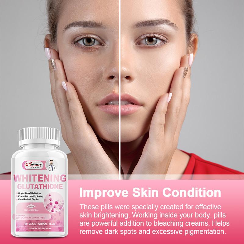 Alliwise Reduced Glutathione Whitening Pills with Vitamin C Antioxidant for Aging Defense, Immune System