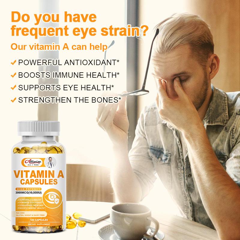 Alliwise Vitamin A 10,000 IU from Cod Liver Oil Supports Vision and Cellular Health,Healthy Growth & Reproduction, Immune, & Skin Health