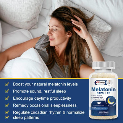 Melatonin 12 Mg capsules for aiding Fall Asleep Fast helping Calming & Relaxing and Regulate Sleep Cycle