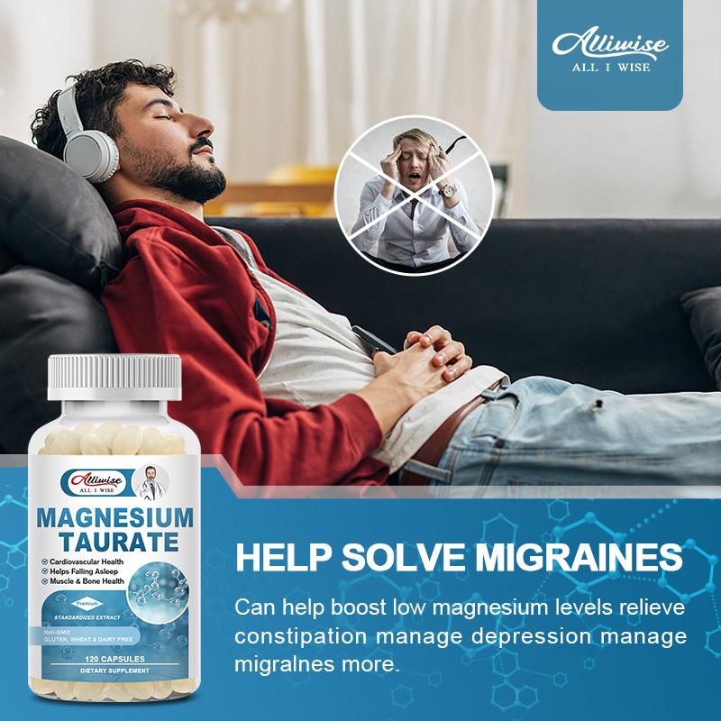 Magnesium Taurate 120 Caps 700mg Enhanced Absorption for Restful Sleep, Relaxation, Positive Mood, Wellness, GABA Levels, Cardiovascular Health