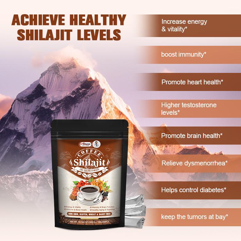 Alliwise Shilajit Supplement Increase Energy Enhance Mental Clarity Concentration Relax & Anti-Fatigue Help Men Increase Their Passionate Desire And Energy Boost Spirits Instant Coffee